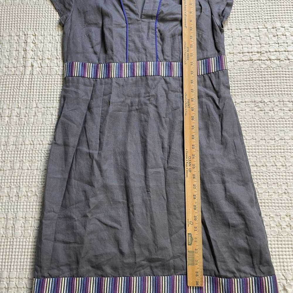 Boden Linen Dress 12 Reg Cap Sleeve Split Neck Gr… - image 8