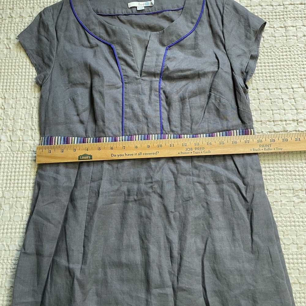 Boden Linen Dress 12 Reg Cap Sleeve Split Neck Gr… - image 9