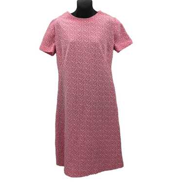 tEXTURED Pink Dress 1960s Polyester Short Sleeve … - image 1