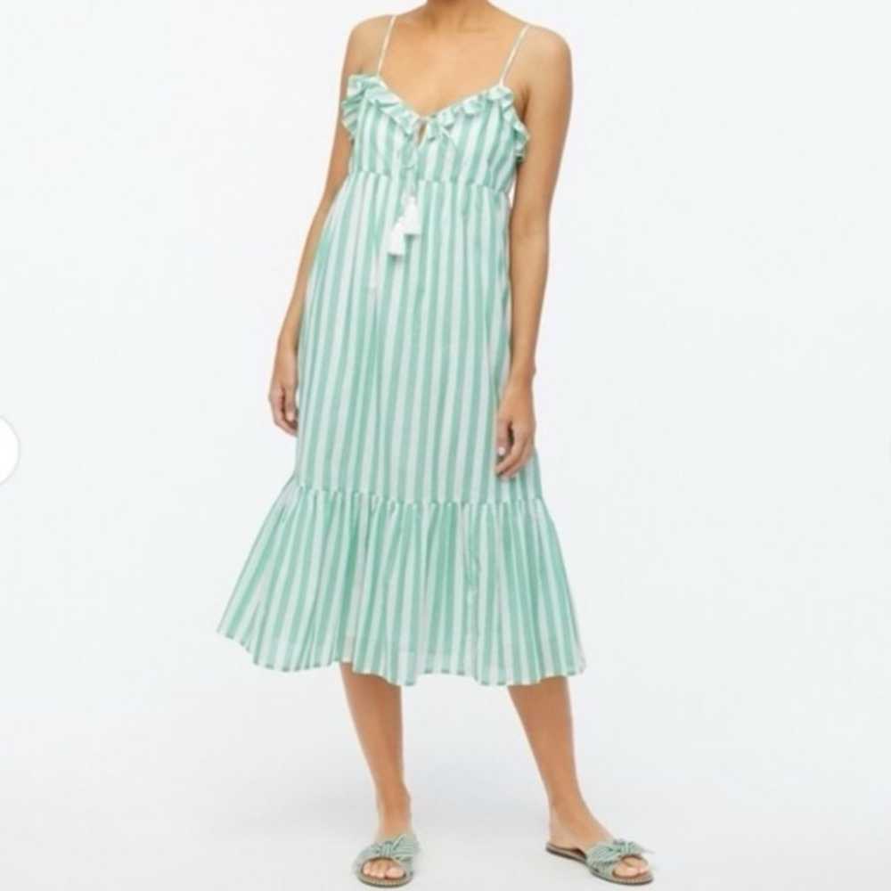 J. Crew green & white striped sun dress - image 1