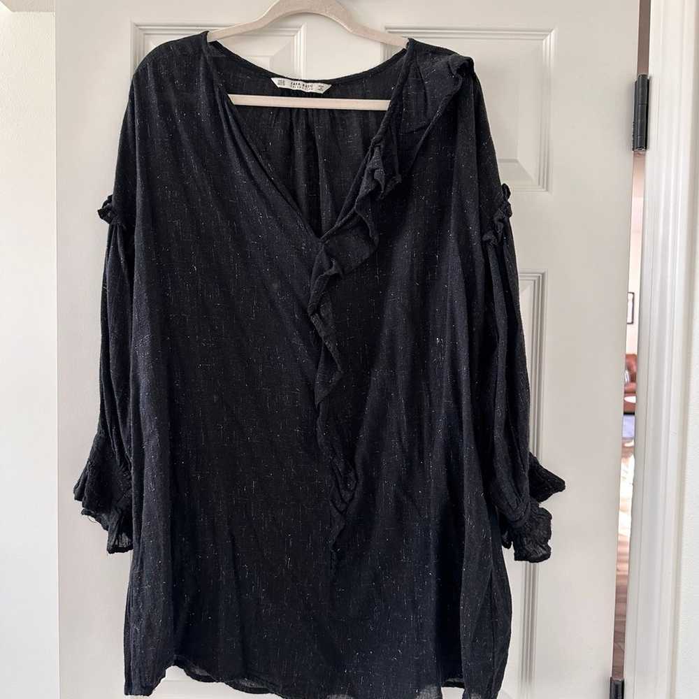 Zara Black & Silver Sparkly Ruffle Long Sleeve Mi… - image 3