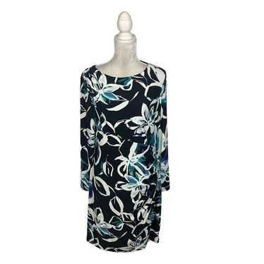 Lauren Ralph Lauren Black Floral Knit Dress Asymm… - image 1