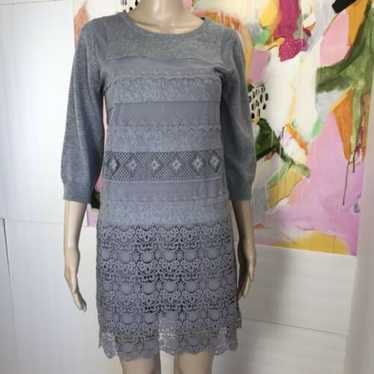 Sundance Womens XL Gray Lace Crochet Overlay Knit… - image 1