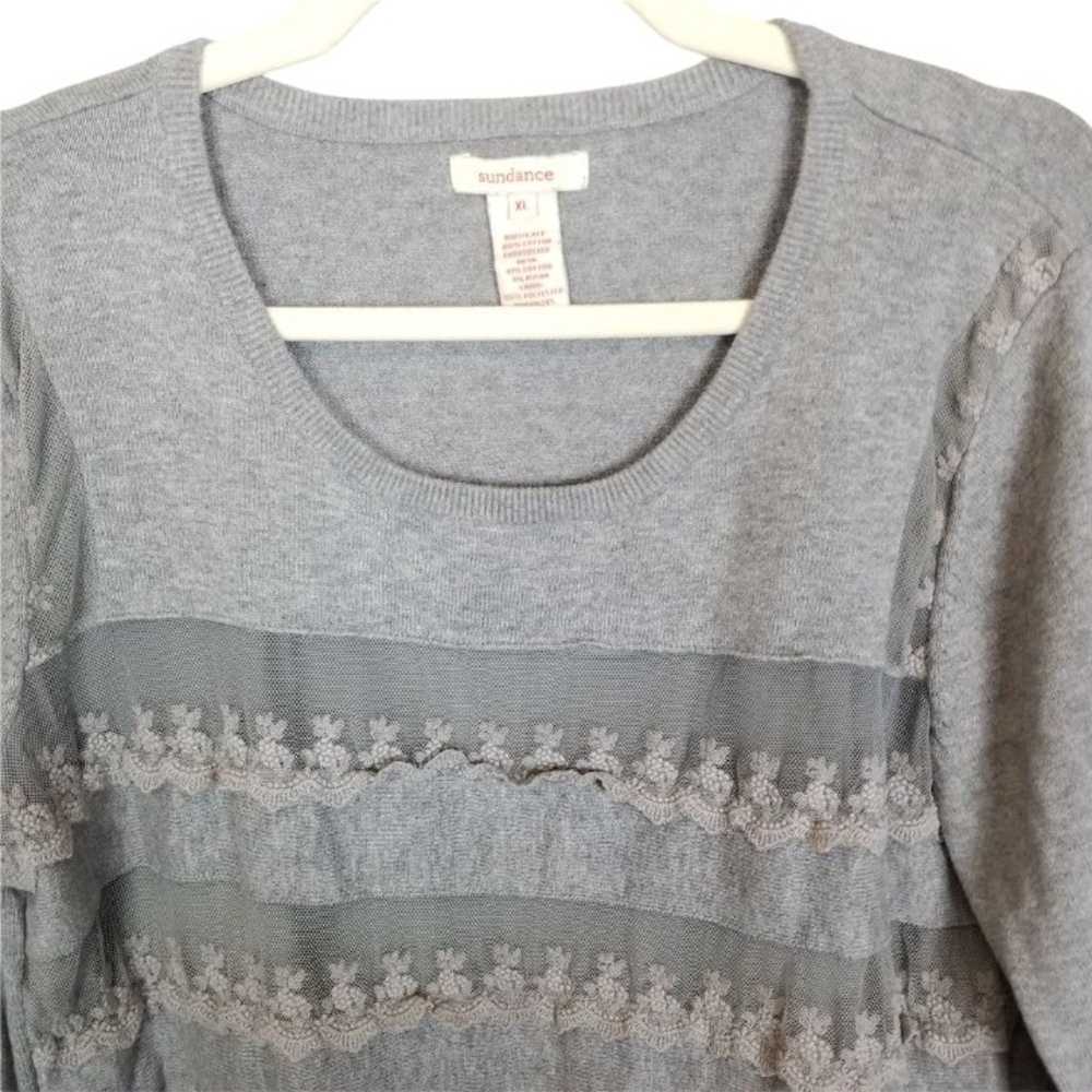 Sundance Womens XL Gray Lace Crochet Overlay Knit… - image 3