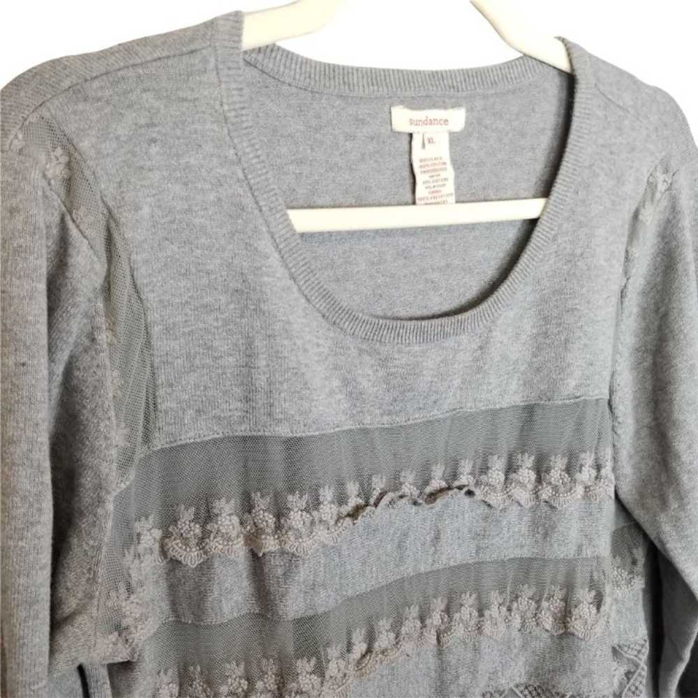 Sundance Womens XL Gray Lace Crochet Overlay Knit… - image 6