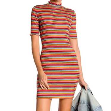 Socialite Rainbow Striped Mock Neck Retr - image 1