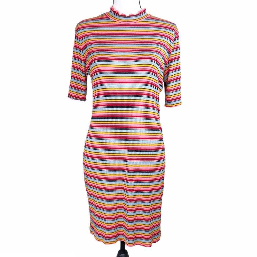 Socialite Rainbow Striped Mock Neck Retr - image 3