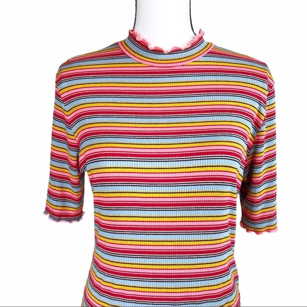 Socialite Rainbow Striped Mock Neck Retr - image 8