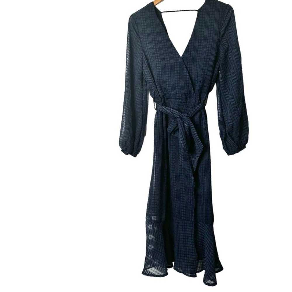 NSR Navy Blue Faux wrap dress with ruffled hem in… - image 2