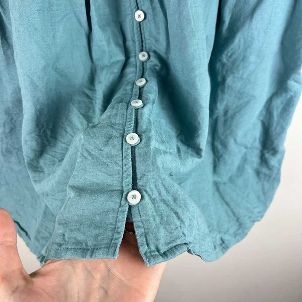 Madewell Blue Linen Blend Alexandra Button Front … - image 3