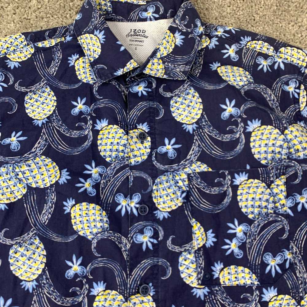 Izod mens Large Blue Pineapple Print Saltwater Pe… - image 2