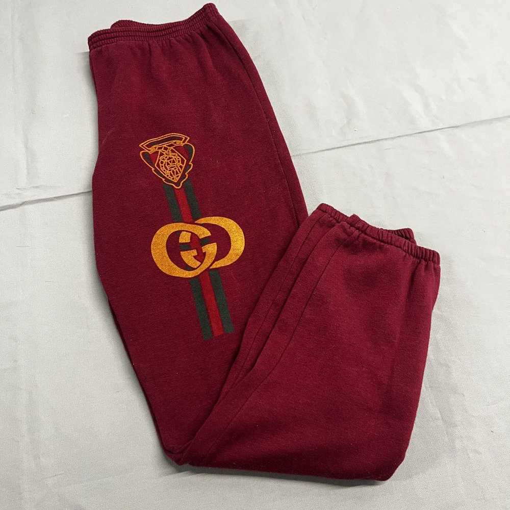 Vintage 90’s Bootleg Gucci Maroon Sweatpants - image 1