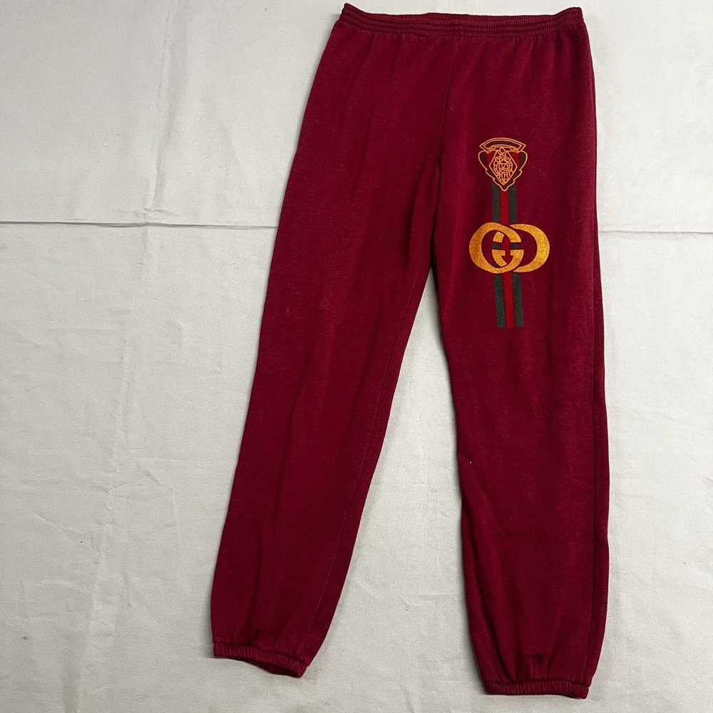 Vintage 90’s Bootleg Gucci Maroon Sweatpants - image 4