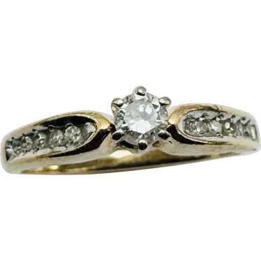 Estate 14k Gold Genuine Diamond Engagement Ring "… - image 1