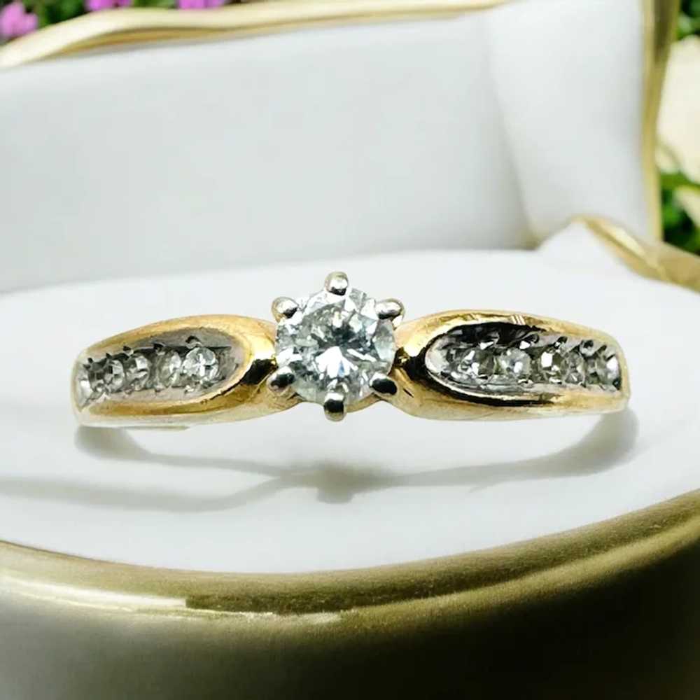 Estate 14k Gold Genuine Diamond Engagement Ring "… - image 2