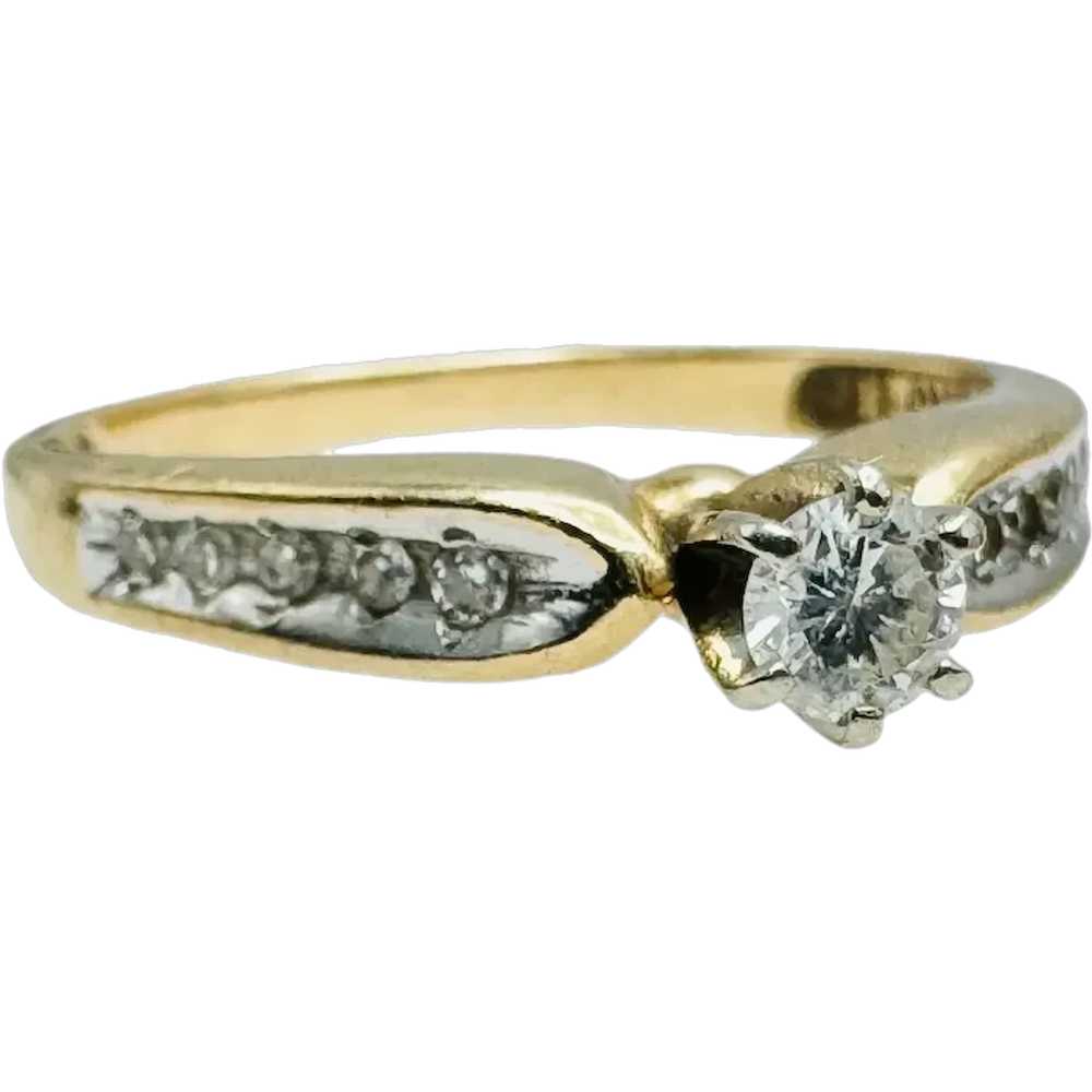 Estate 14k Gold Genuine Diamond Engagement Ring "… - image 3