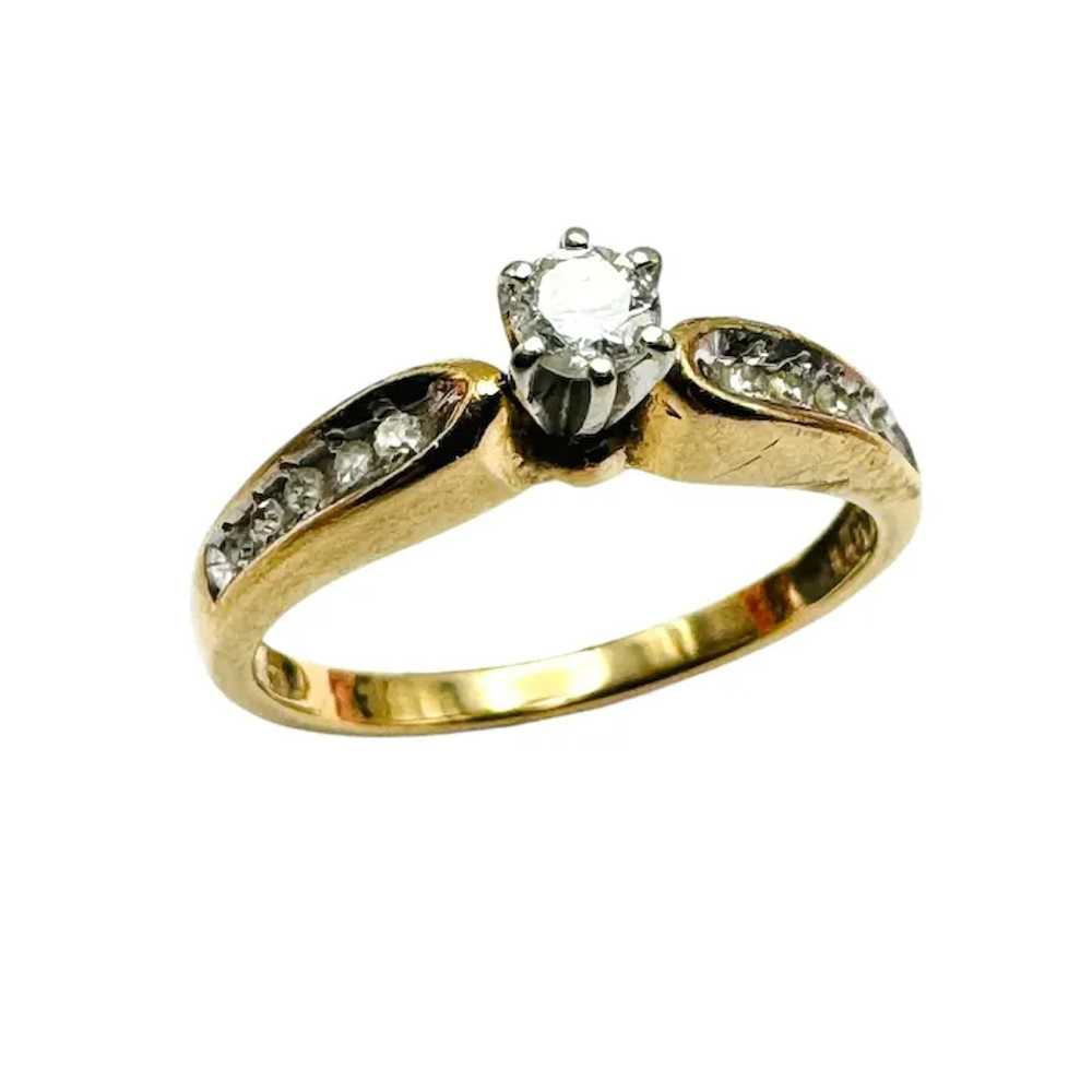 Estate 14k Gold Genuine Diamond Engagement Ring "… - image 6