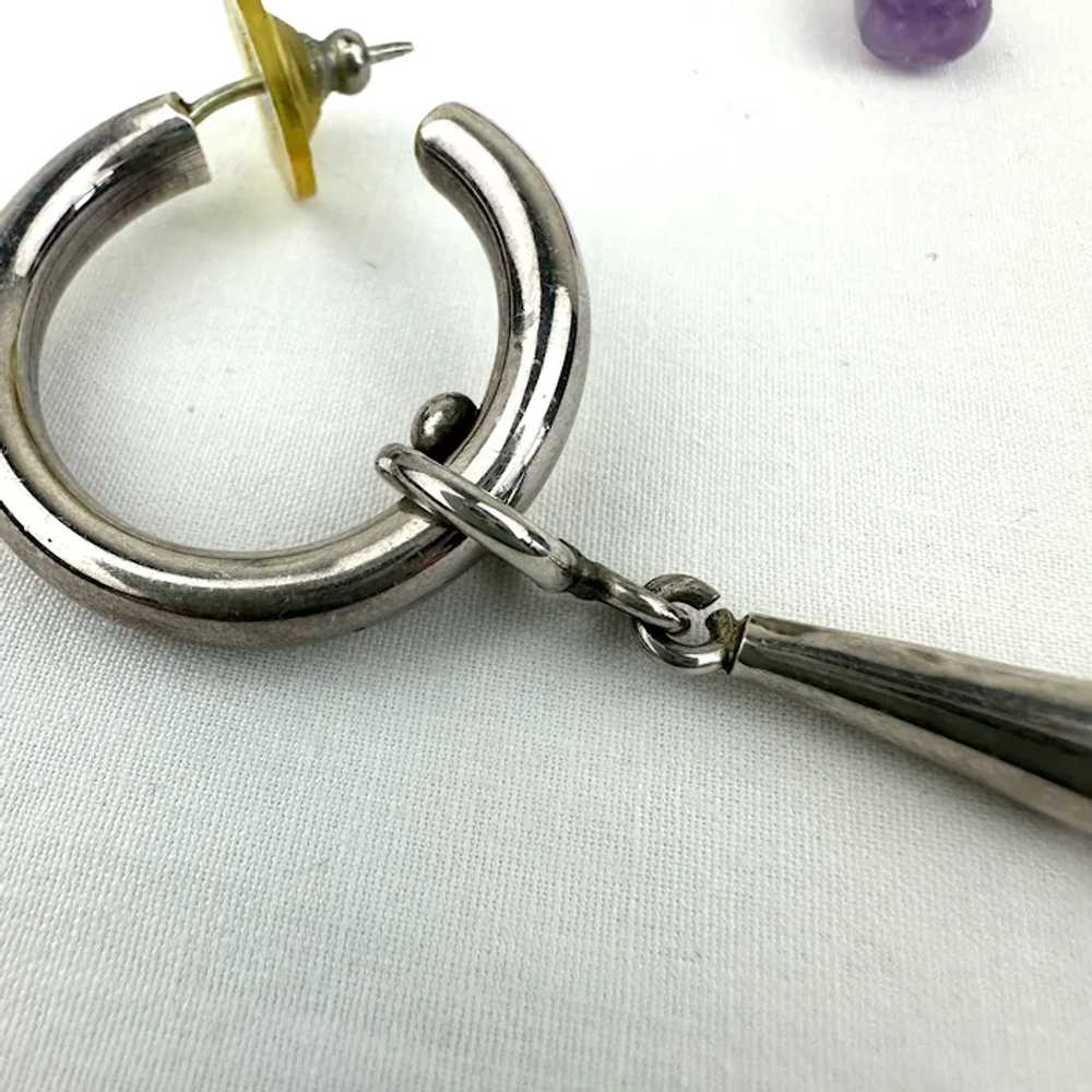 Vintage Sterling Silver Amethyst Briolette Hoop E… - image 4