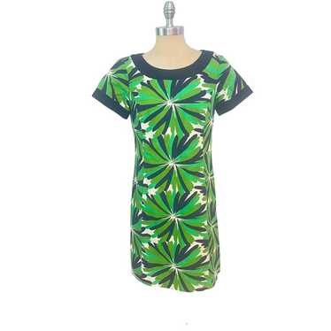 Boden Green & Black Leaf Print Shift Dress size U… - image 1