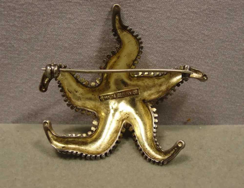 Theodor Fahrner Marcasite Starfish Pin Sterling G… - image 4