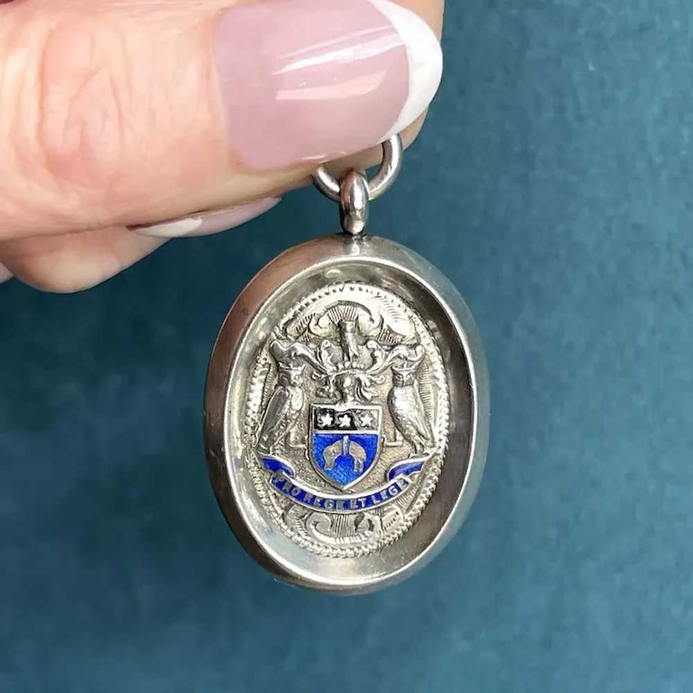 Vintage Silver Fob Pendant Leeds Coat of Arms "Fo… - image 4