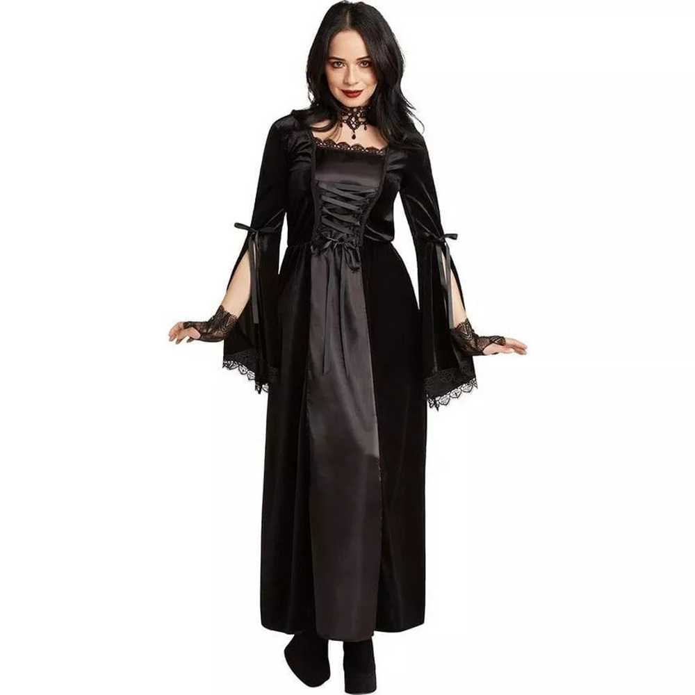 Black Renaissance Halloween Witch Dress, and Purp… - image 1