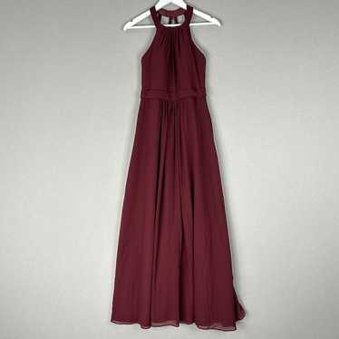 Azazie Womens Dress 4 Red Burgundy Halter Bridesm… - image 1