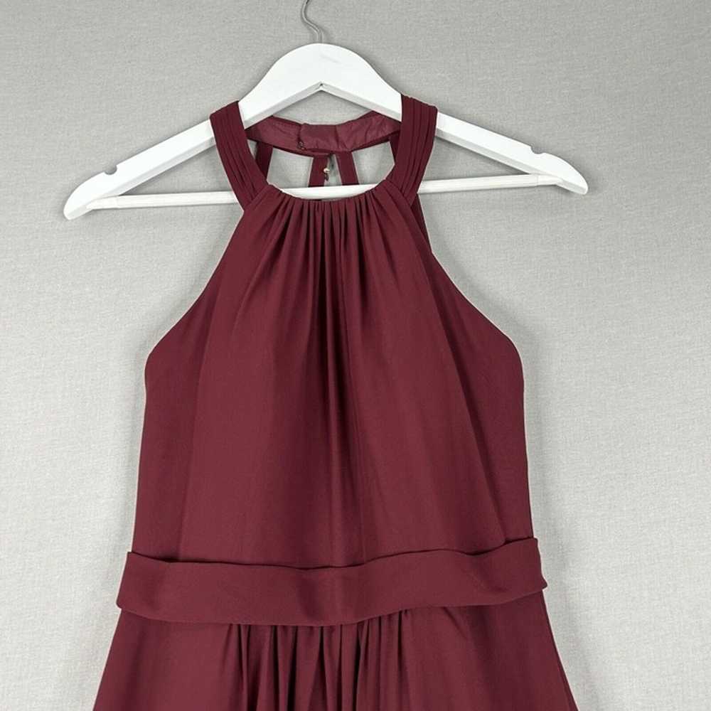 Azazie Womens Dress 4 Red Burgundy Halter Bridesm… - image 2