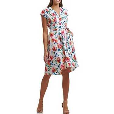 kensie Women's Chiffon Floral Wrap Dress