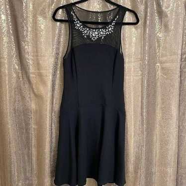 Express black mesh and rhinestone fit and flare st