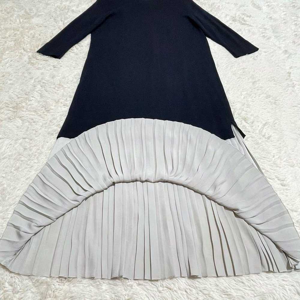 Untitled knit docking one-piece pleats long navy … - image 10