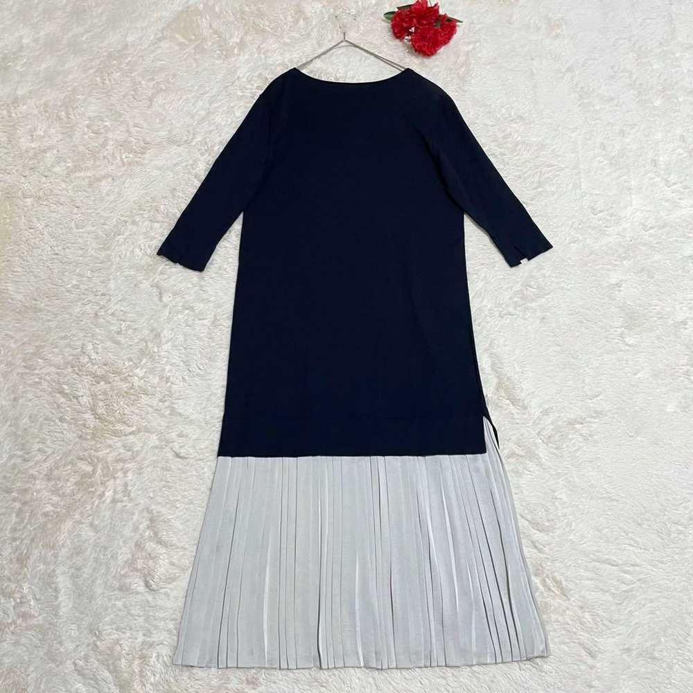 Untitled knit docking one-piece pleats long navy … - image 11