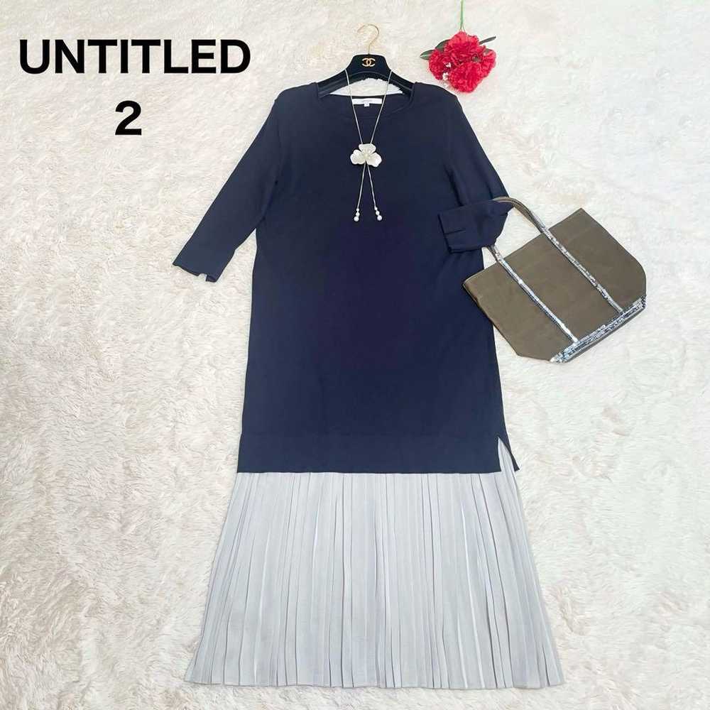 Untitled knit docking one-piece pleats long navy … - image 1