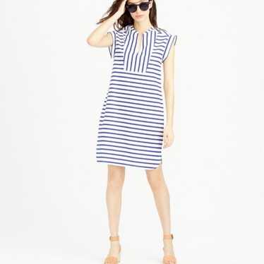 J.Crew Blue/White Striped Tuxedo Shift Dress Size 