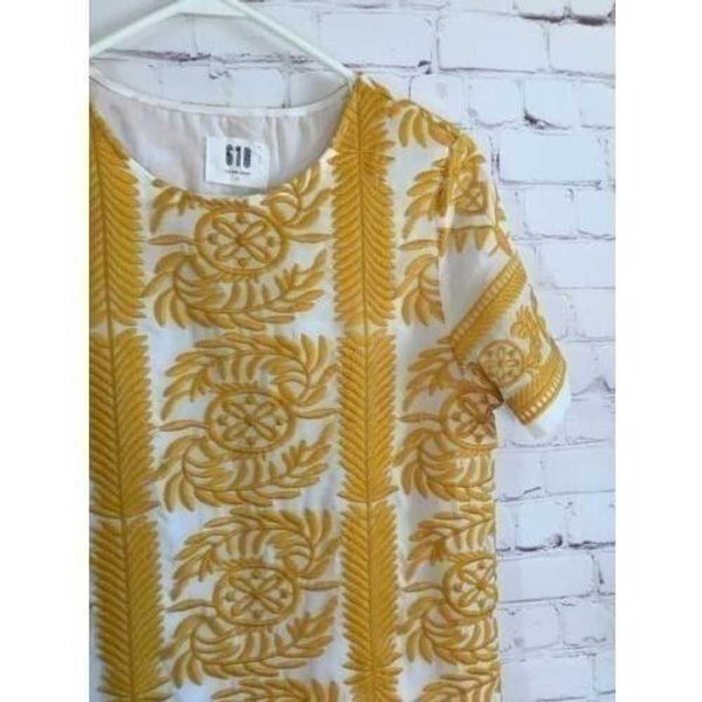 618 Six One Eight Shift Dress Size M White Yellow… - image 10