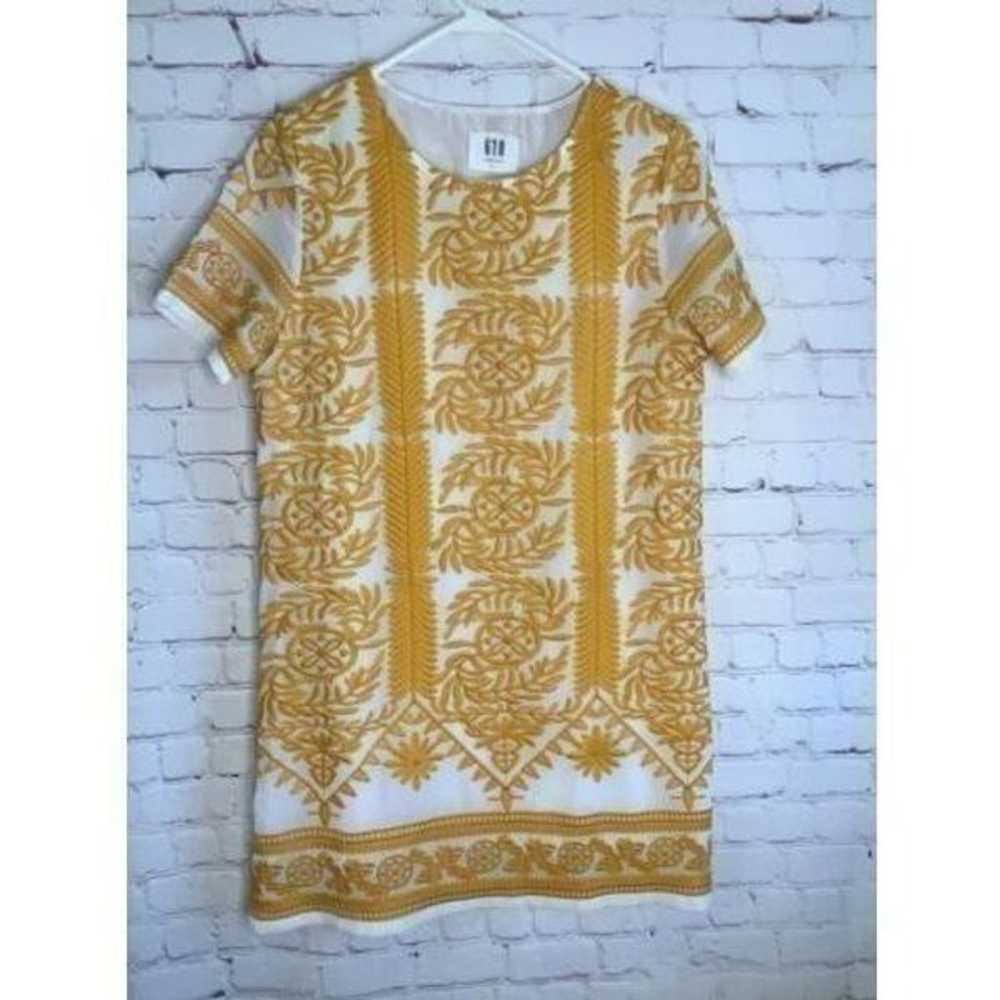 618 Six One Eight Shift Dress Size M White Yellow… - image 1