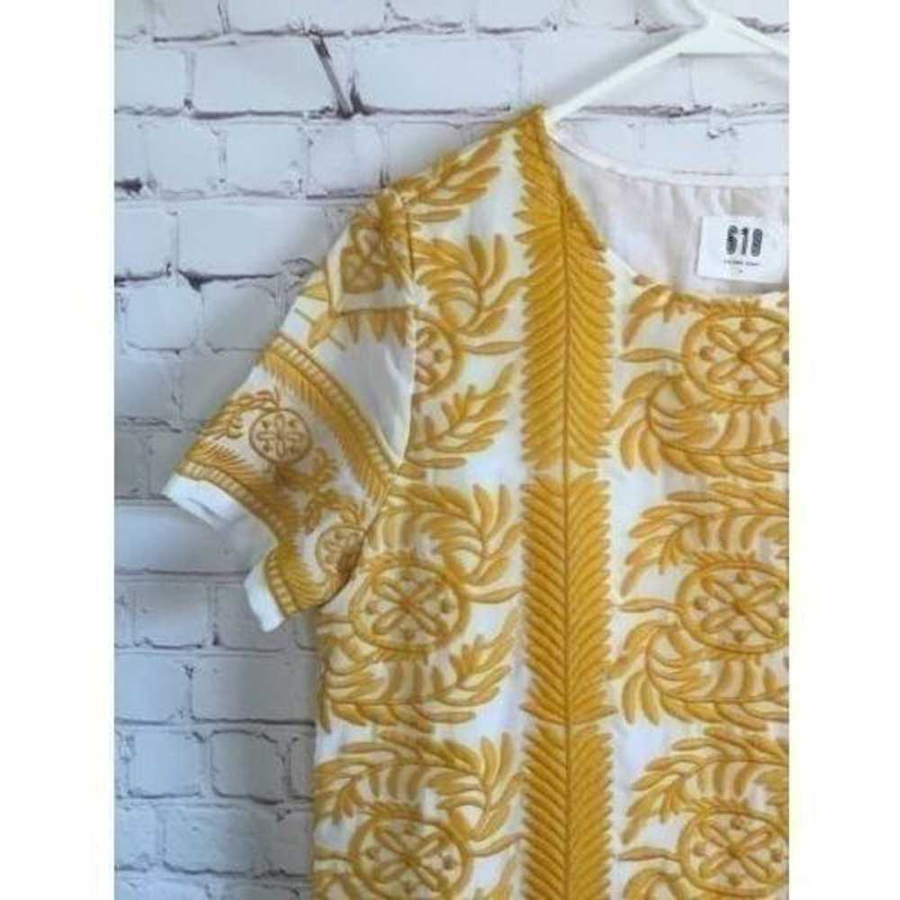 618 Six One Eight Shift Dress Size M White Yellow… - image 3