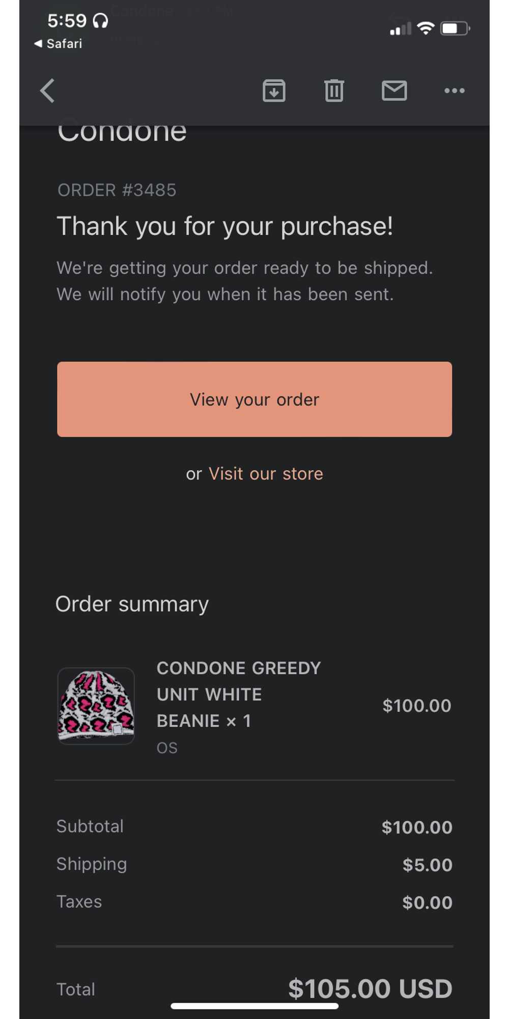 Hype CONDONE X GREEDYUNIT BEANIE - image 5