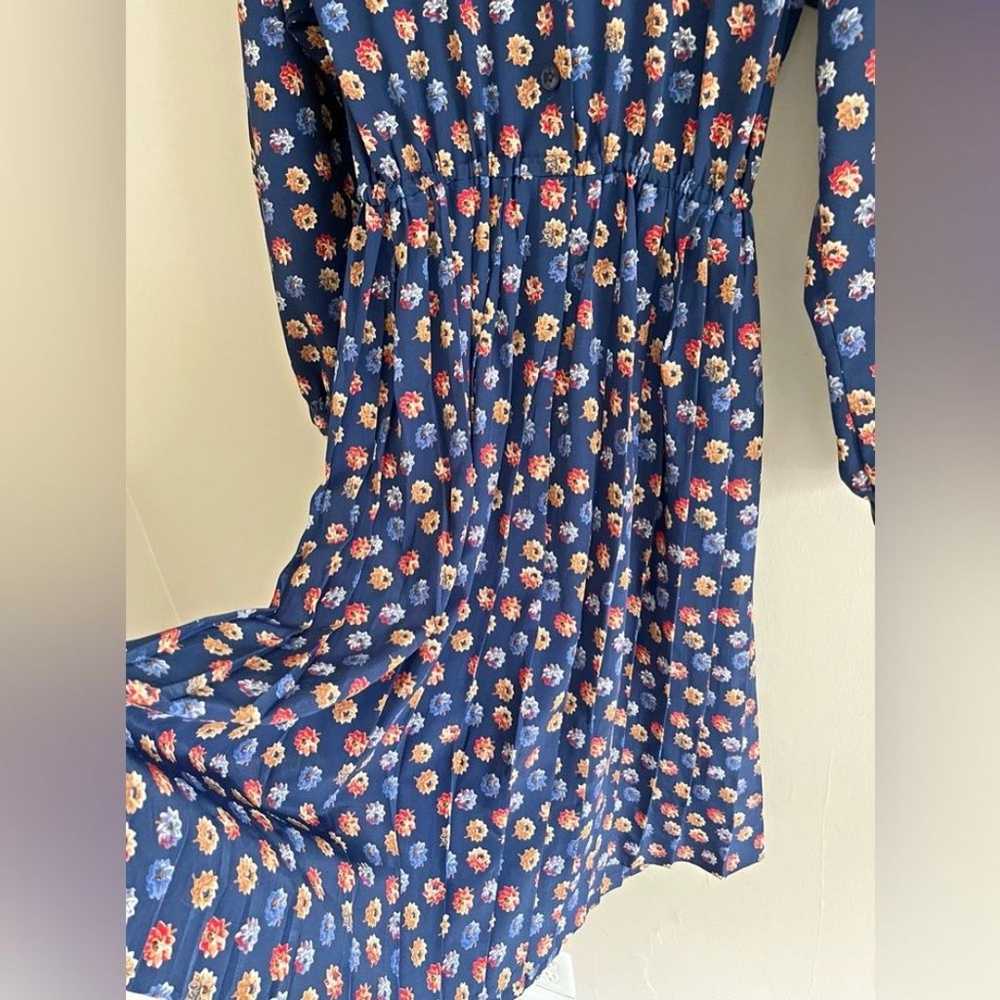 VINTAGE Leslie Fay 1970’s blue floral 1/2 button … - image 10