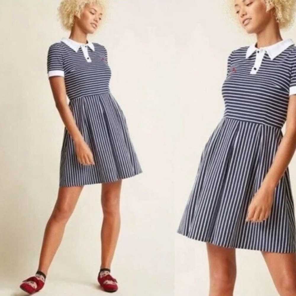 ModCloth Cultivated Quirk Navy White Stripe Shirt… - image 2