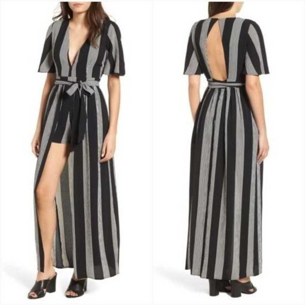 Socialite Stripe Wrap Jumpsuit Size L - image 1