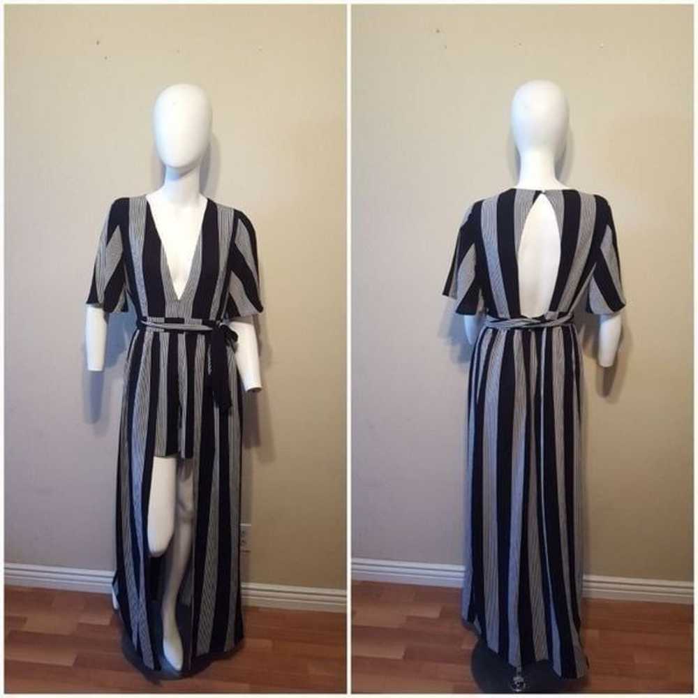 Socialite Stripe Wrap Jumpsuit Size L - image 2