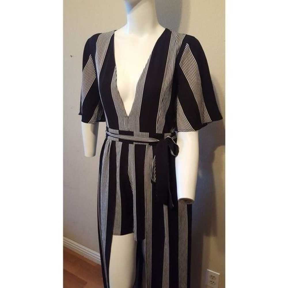 Socialite Stripe Wrap Jumpsuit Size L - image 3