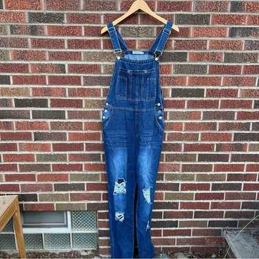 Miss Look Navy Blue Distressed Washed Overall Den… - image 1