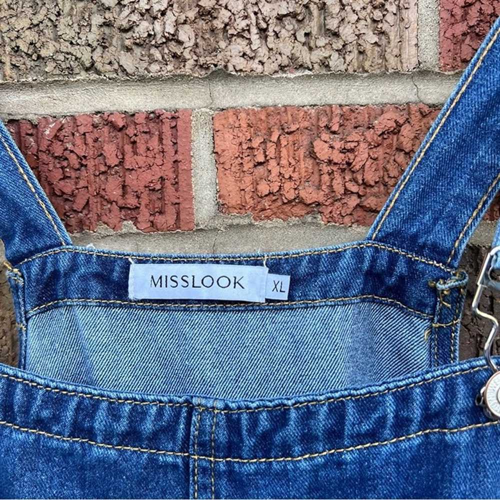 Miss Look Navy Blue Distressed Washed Overall Den… - image 3