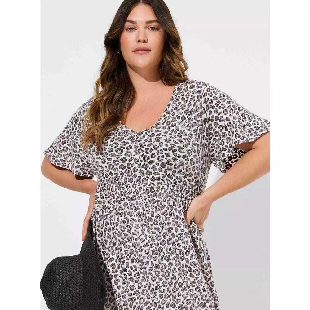 Torrid Maxi Cotton Slub Babydoll Beach Dress Leop… - image 9