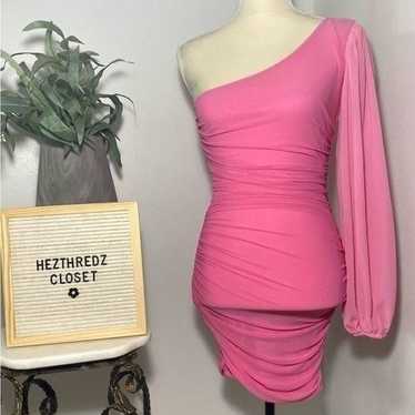 Hello Molly Party It Up Pink Bodycon One Shoulder 