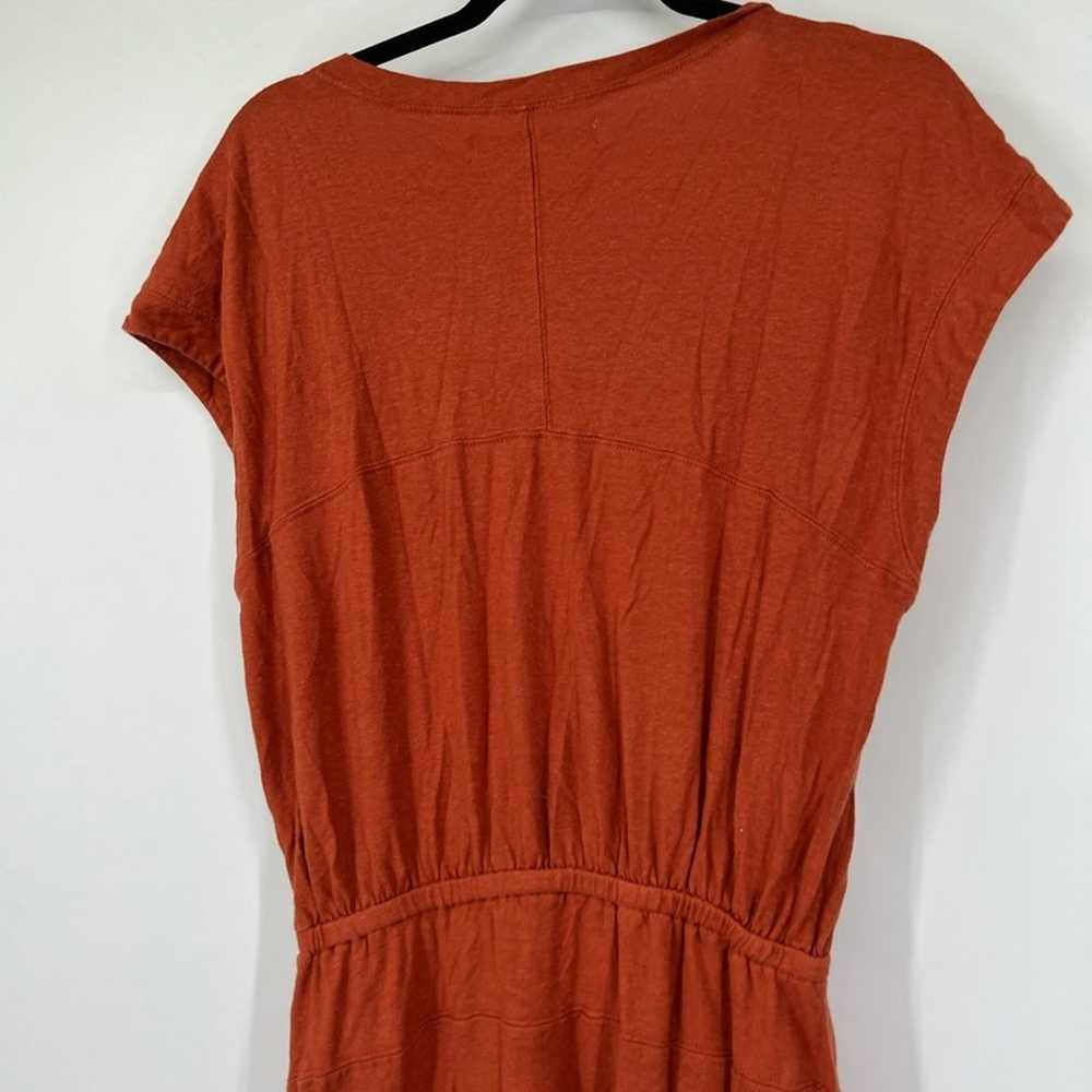 Free People Beach Orange V-Neck Midi Dress Hemp B… - image 6