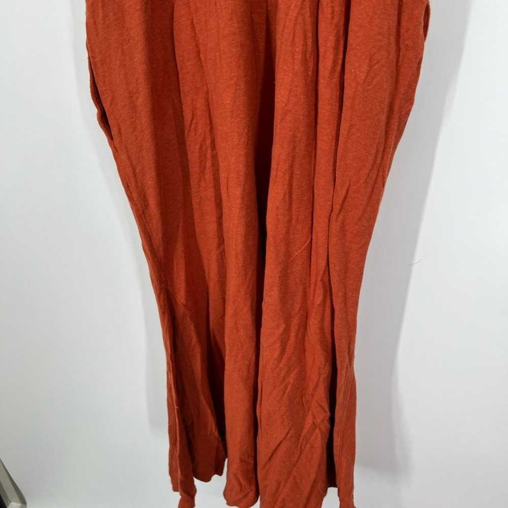 Free People Beach Orange V-Neck Midi Dress Hemp B… - image 7