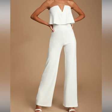 Lulus Power of Love White Strapless Jumpsuit